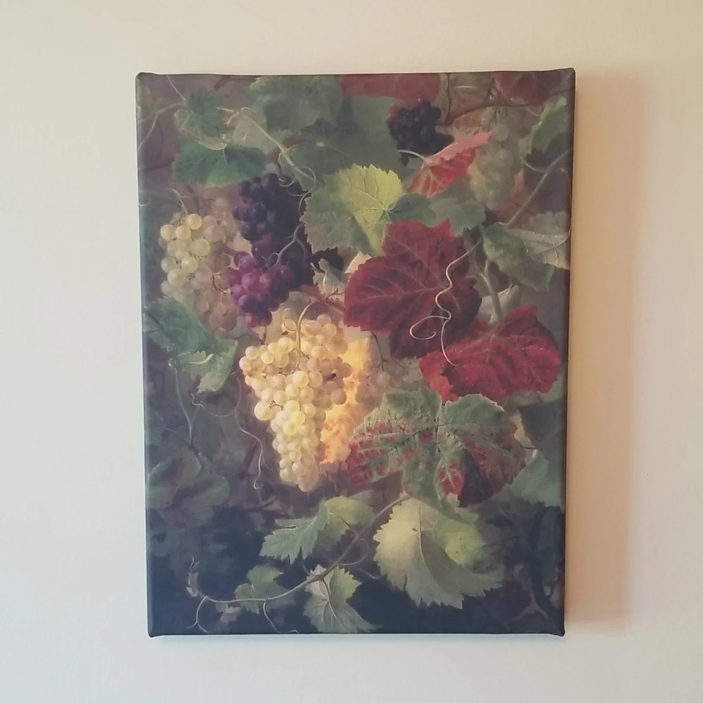 PRINT ON CANVAS TRIBUTE TO BACCHUS GOD OF WINE GRAPES FRUIT 9 X 12 GICLE…